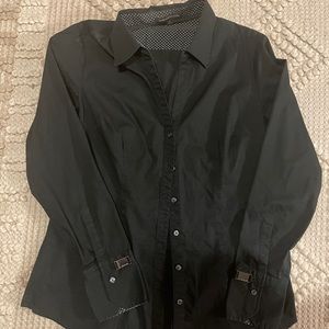 Express black v neck button down shirt